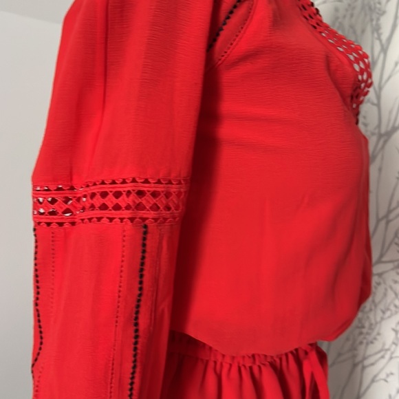 Rebecca Minkoff Red Dress Long Sleeve with Drawstring Waist - Picture 5 of 8